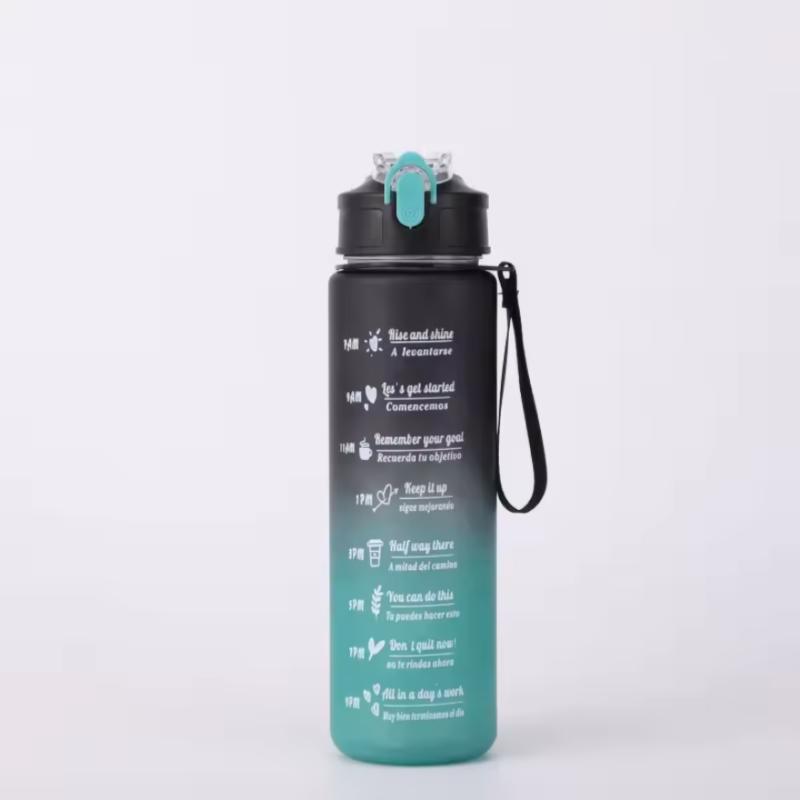Large Capacity Sports Water Bottle Leak Proof Plastic Drinking Cup With Time Scale Suitable For Travel Fitness Sports