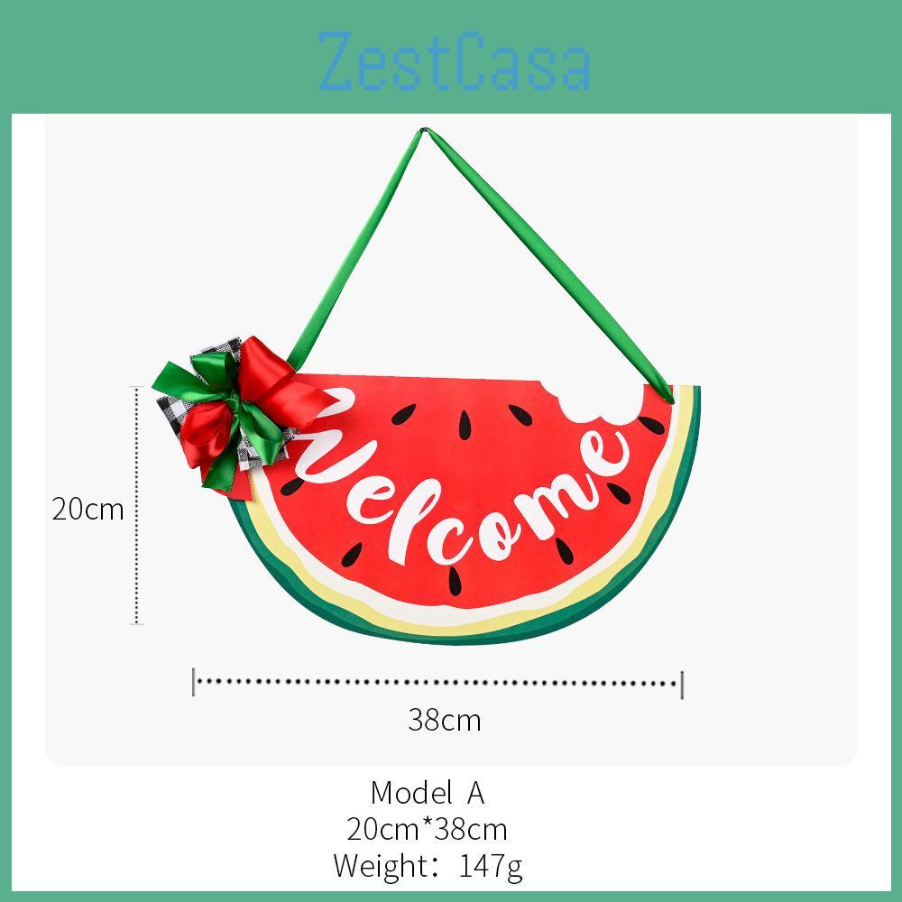 Eye-catching Summer Watermelon Door Hanging Decor With Stylish Bow For Entryway