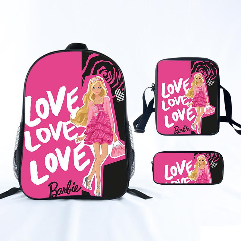 Barbie Princess School Bag Threepiece Set With Oxford Fabric For Girls Student Use