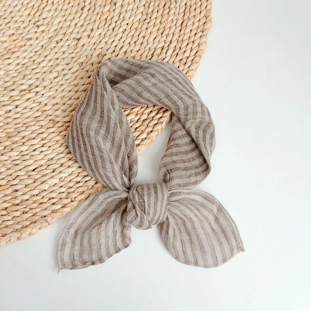 Retro Small Plaid Linen Square Scarf Literary And Versatile Women'S Summer Neck Protection Small Silk Scarf Scarf Accessories