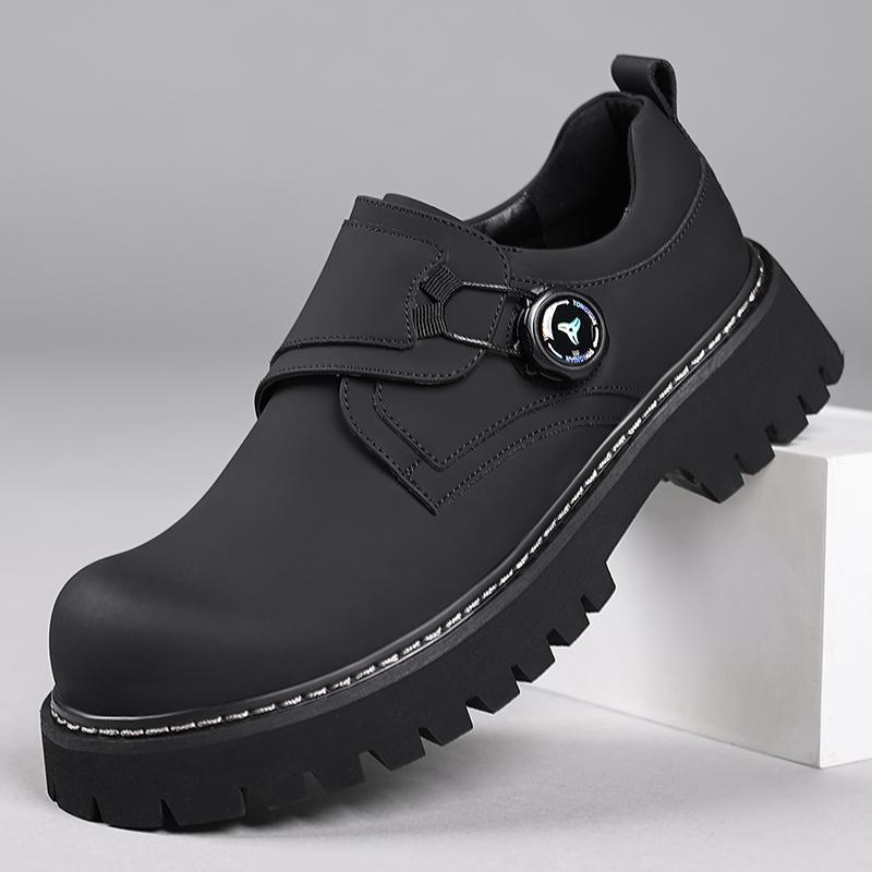 

Men s shoes low-top tooling shoes men s rotating buckle business casual shoes big-headed leather shoes men s foreign trade thick-soled derby shoes 44