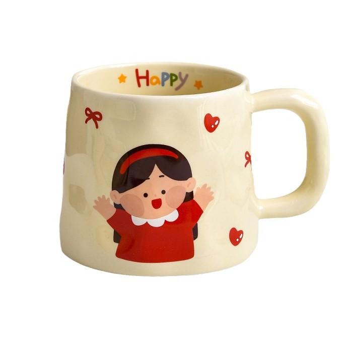Cartoon Parent Child Cup Parents Milk Breakfast Cup Drinking Water High Temperature Resistance Ceramic Water Cup Household Mug Cute