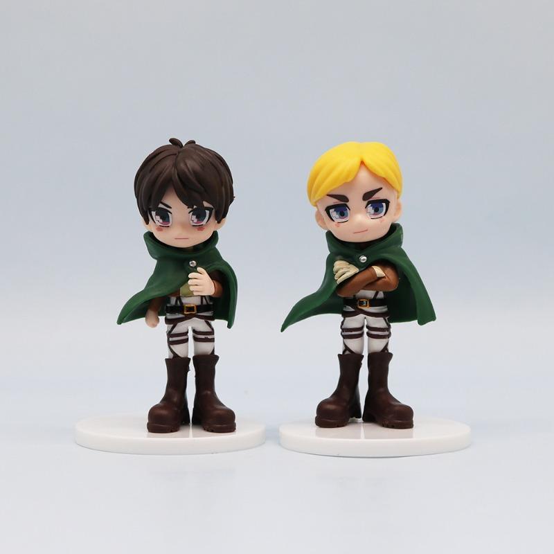 6pcs/set 9cm Attack on Titan Figure Rivaille Eren Mikasa Armin Model Figurine Desktop Decoration Collect Gifts Toy