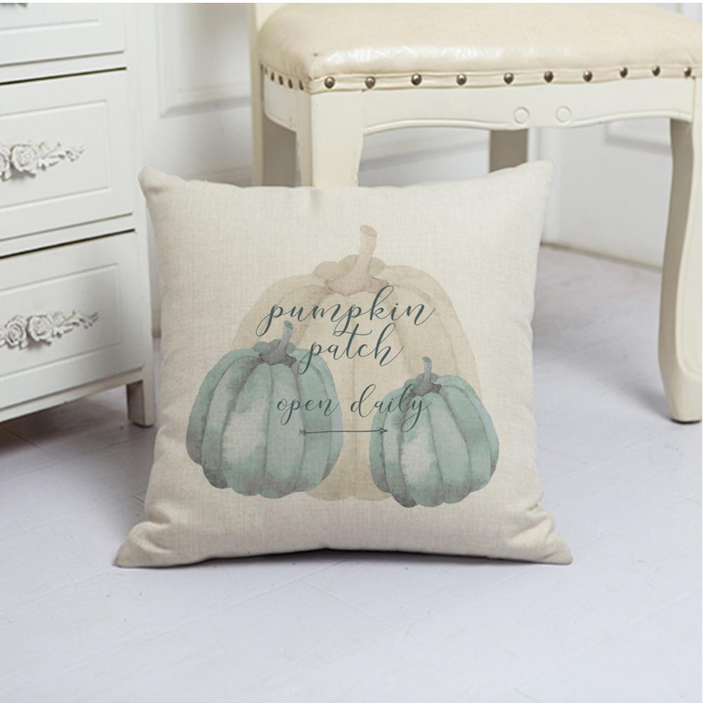 White Pumpkin Thanksgiving Garland Flax Pillow Case European and American Fashion Home