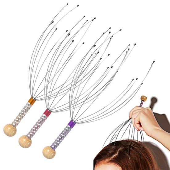 Kopfmassagegerät Oktopus Edelstahl Gehirn Massage Klaue Kopfhautkratzer Graviert Kopfentspannung zur Förderung der Durchblutung lindert Muskeln