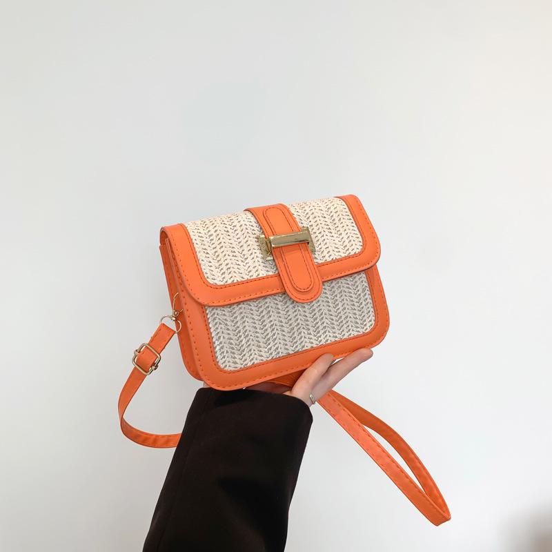 2024 Spring/Summer Women's Knitted Colorblock Straw Handbag – Mori Style