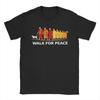 Unisex T-Shirt Retro Walk for Peace Mönche mit Aloka Hund Minimalistisch Zen Lässig Baumwolle T-Shirt Rundhals Kleidung Geschenk
