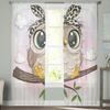 Cartoon Cute Owl Chiffon Sheer Curtains For Living Room Bedroom Decoration Window Tulle Curtains Drapes