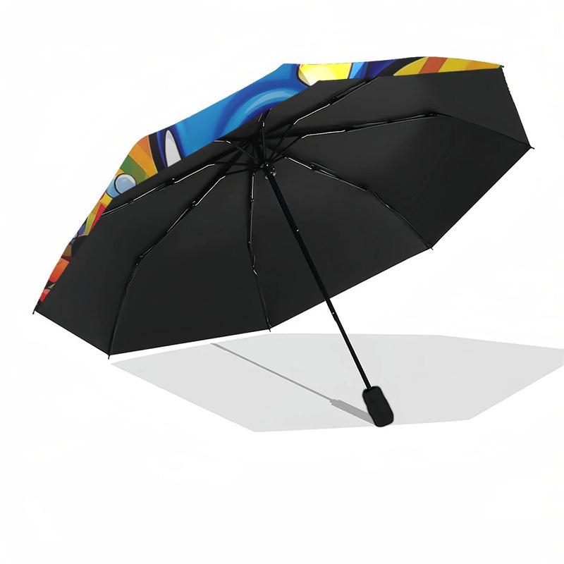 1pc Sonic the Hedgehog Automatic Folding Umbrella - Portable 3-Fold Design, 8-Bone Iron Frame Outdoor Umbrella, Ideal Gift for Fans, Travelers, Everyd