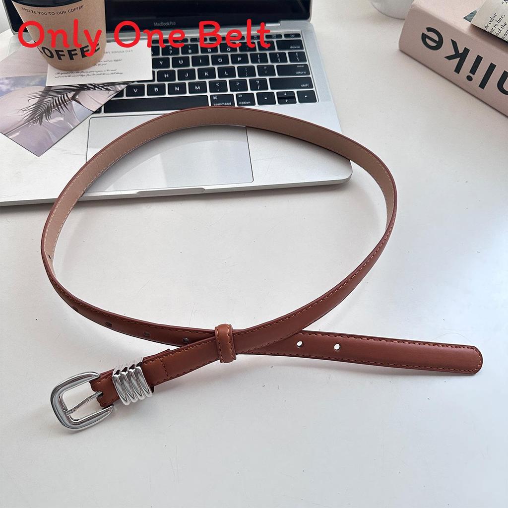 

Classic Retro Pu Leather Narrow Belt For Women With Zinc Alloy Buckle For Casual Style коричневий