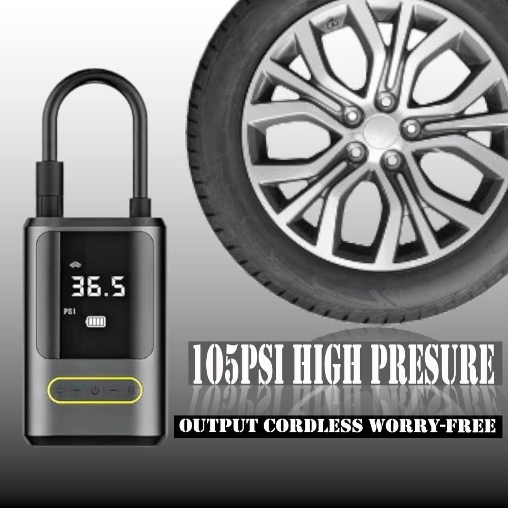 Compresor de aer portabil, 150PSI Pompă de umflat anvelope auto fără fir 4000mAh Pompă de aer reîncărcabilă cu oprire automată, 4 moduri de umflare, Ecran LCD