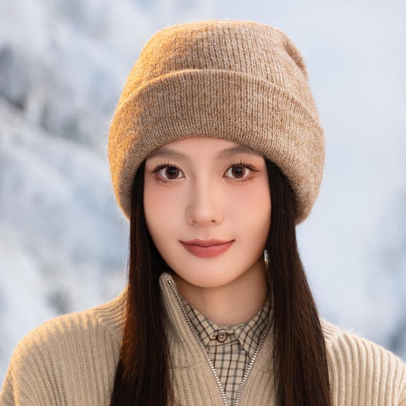 Winter Hat Women's Gypsy Wool Knitted Hat Big Head Circumference Showing Face Small Headhat Fashionable Versatile Warm Cold Hat