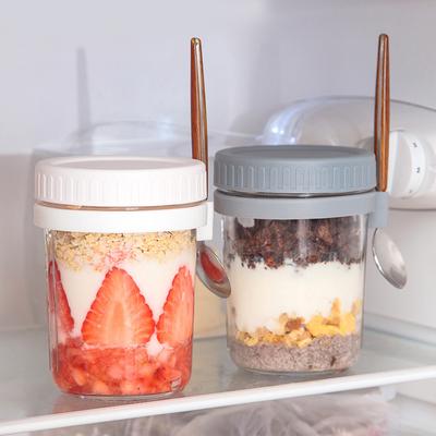 1pcs Overnight Oats Container Milk Fruit Salad Food Storage Glass Jars Portable Cereal Breakfast Cups Water Bottle Kitchen Item