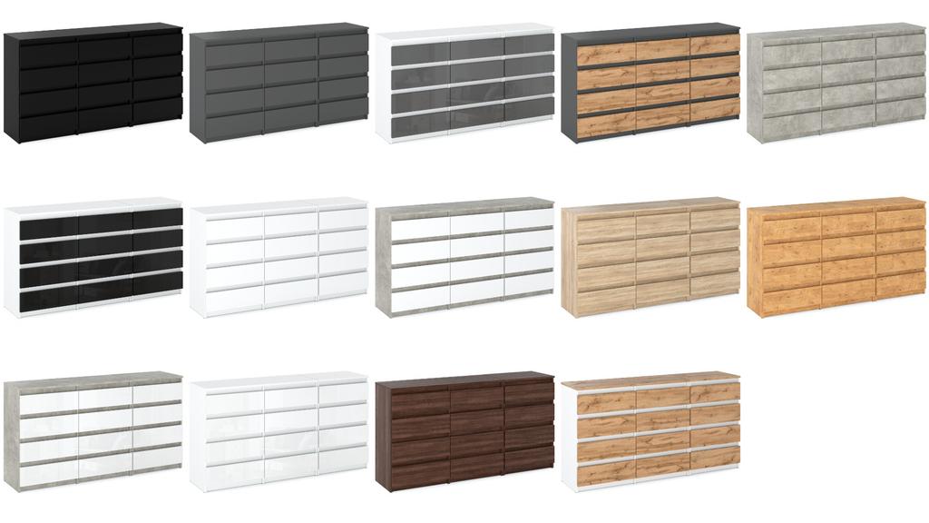 Chest of Drawers 12 Drawers Cabinet “HIT” 84 Sonoma Oak / Matte White