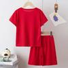 Boys Summer Solid Color Quick Drying Breathable Set Big Kids Loose Sports Running Hiking Outdoor Short Sleeved Shorts
