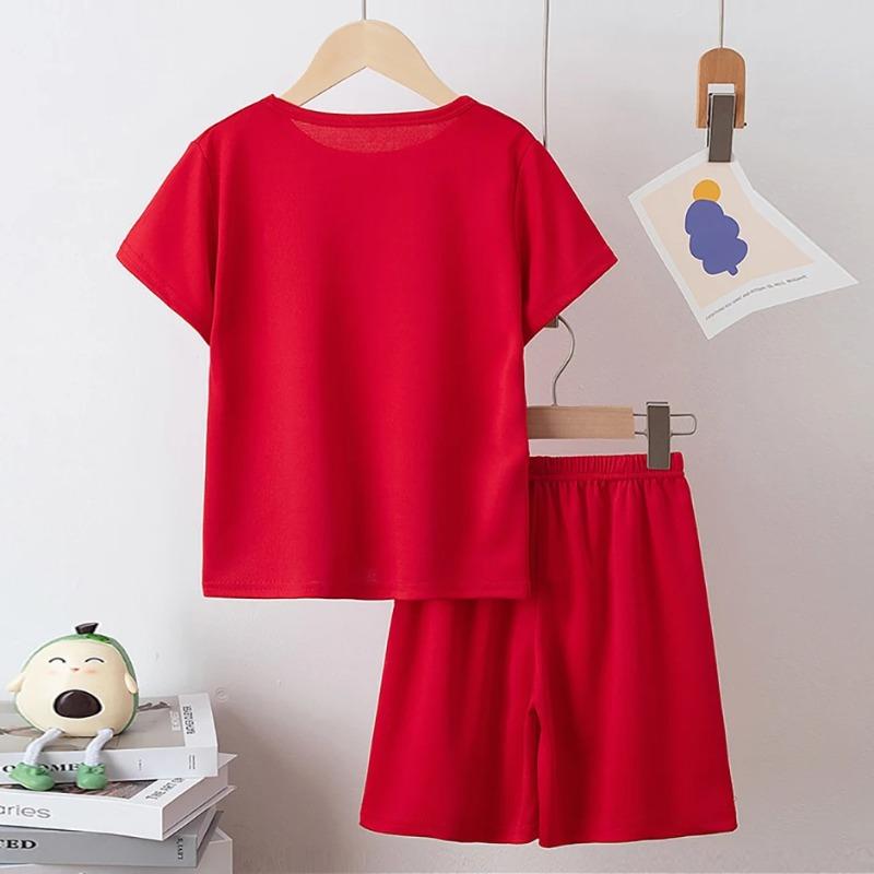 Boys Summer Solid Color Quick Drying Breathable Set Big Kids Loose Sports Running Hiking Outdoor Short Sleeved Shorts