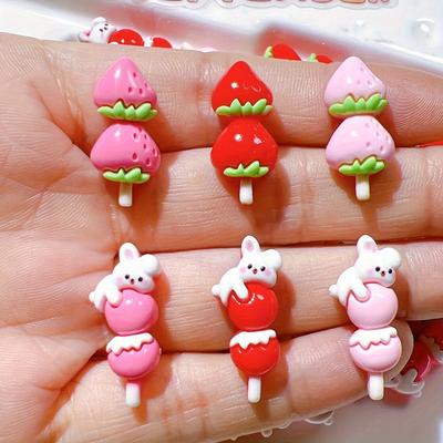 Strawberry Resin Mixed Colors Suitable for DIY Hair Clips and Headband Crafts