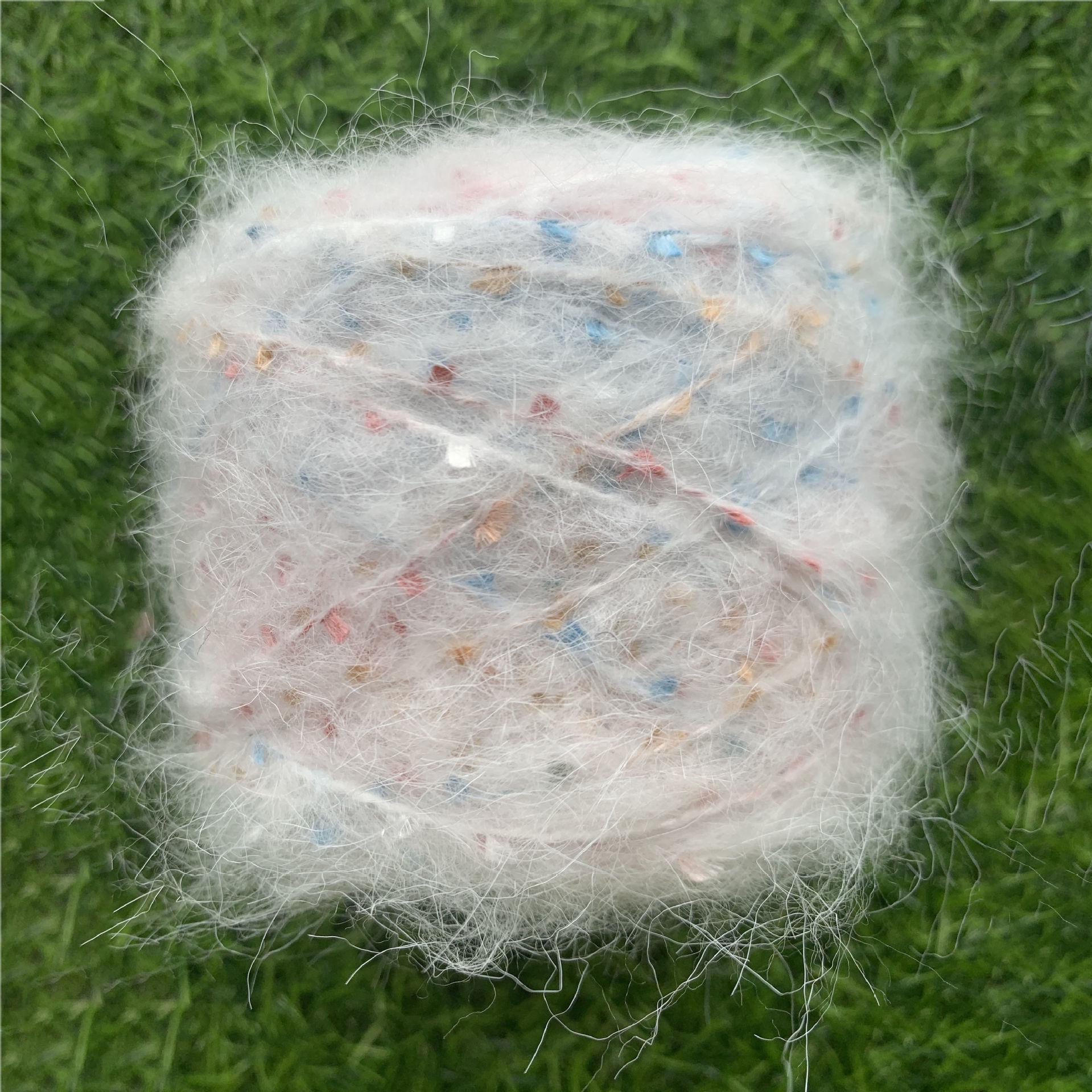 

Цветная мохеровая нить с пайетками ручной работы для вязания крючком свитера - мягкая, приятная на ощупь, средней грубости