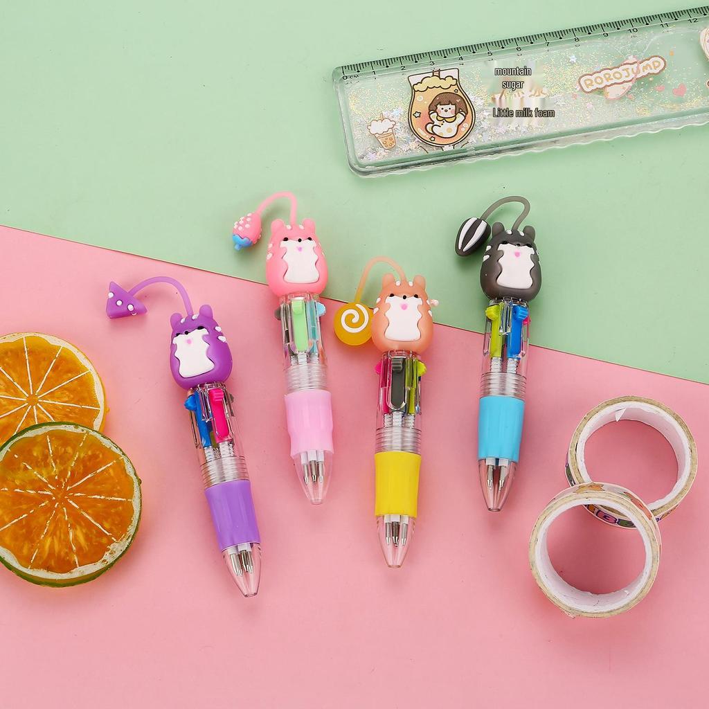 Korean Cute Animal Head 4-Color Click Ballpoint Pen