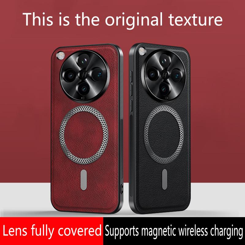 Luxury PU Leather Phone Case For Oppo Find X8 Ultra X8 Pro X8s X8s+ Magsafe Magnetic Metal Ring Lens Protection Shockproof Cover