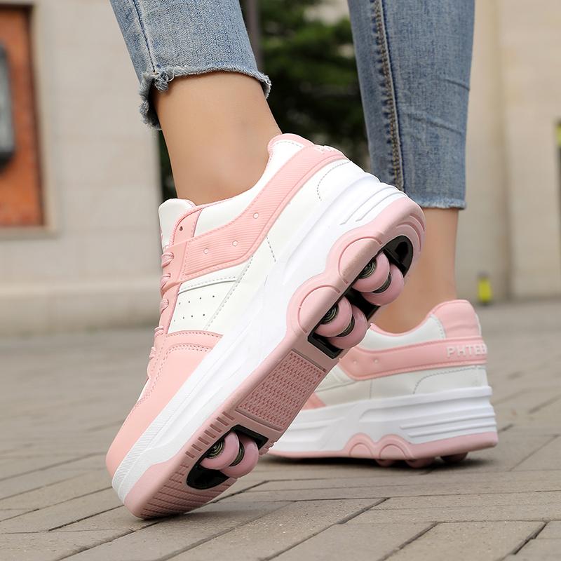 Student Roller Skates for Kids, 6-Wheeled Unisex Skates with Removable Wheels and Straps