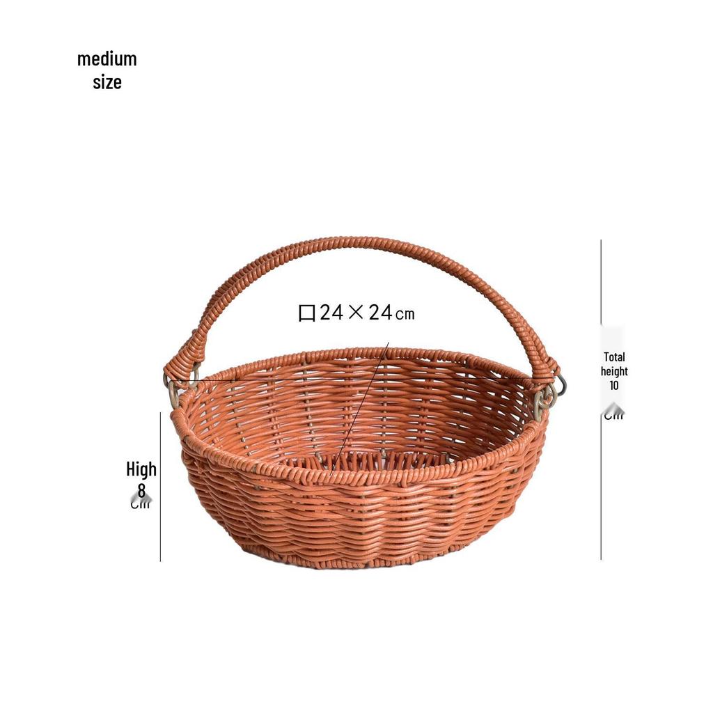 Round Woven Rattan Storage Basket for Snacks and Fruit – Decorative Living Room Organizer