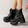 Muffin bottom slim side zipper large size high heel short boots winter thick-soled British fashion boots