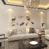 1Set 8Pcs Silber Feder 3D Spiegel Wand Kunst Aufkleber Aufkleber Hause Schlafzimmer Wandbild Dekor