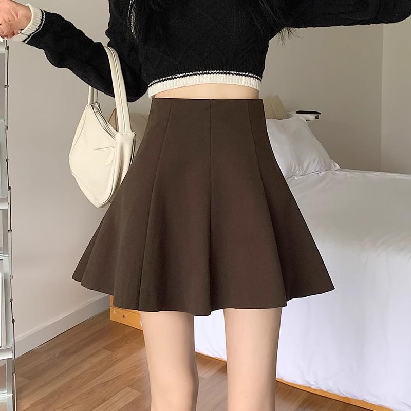Fustă lână linie A talie înaltă - Damă Toamnă/Iarnă 2025 Mini subțiere