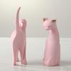 Artistic Animal Figurine Resin Cat Model Minimalist Pink Cat Sculpture  Bedroom