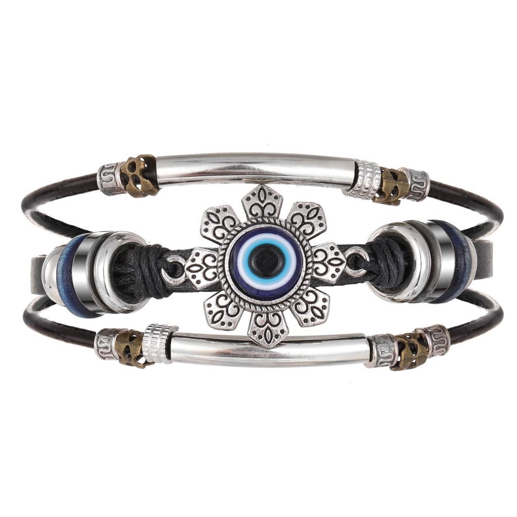European & American Handmade Braided Leather Bracelet Set: Men's Hip Hop Punk Vintage Multi-layer Jewelry