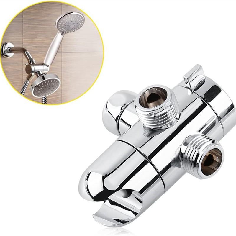 Shower Diverter Valve 3-Way Splitter With Outlet Socket ABS Chrome Plated Quick Install Bathroom