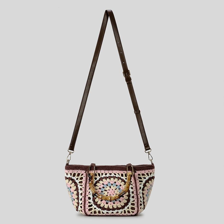 Sac à bandoulière crocheté à la main pour femmes bandoulière en tissu de bambou sacs de luxe de créateur sacs pour femmes