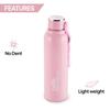 Insulated Water Bottle For Gym Travel And Office Use | BPA-Free Stainless Steel | Leakproof Pink Bottle With Wrist Strap For Outdoor Sports