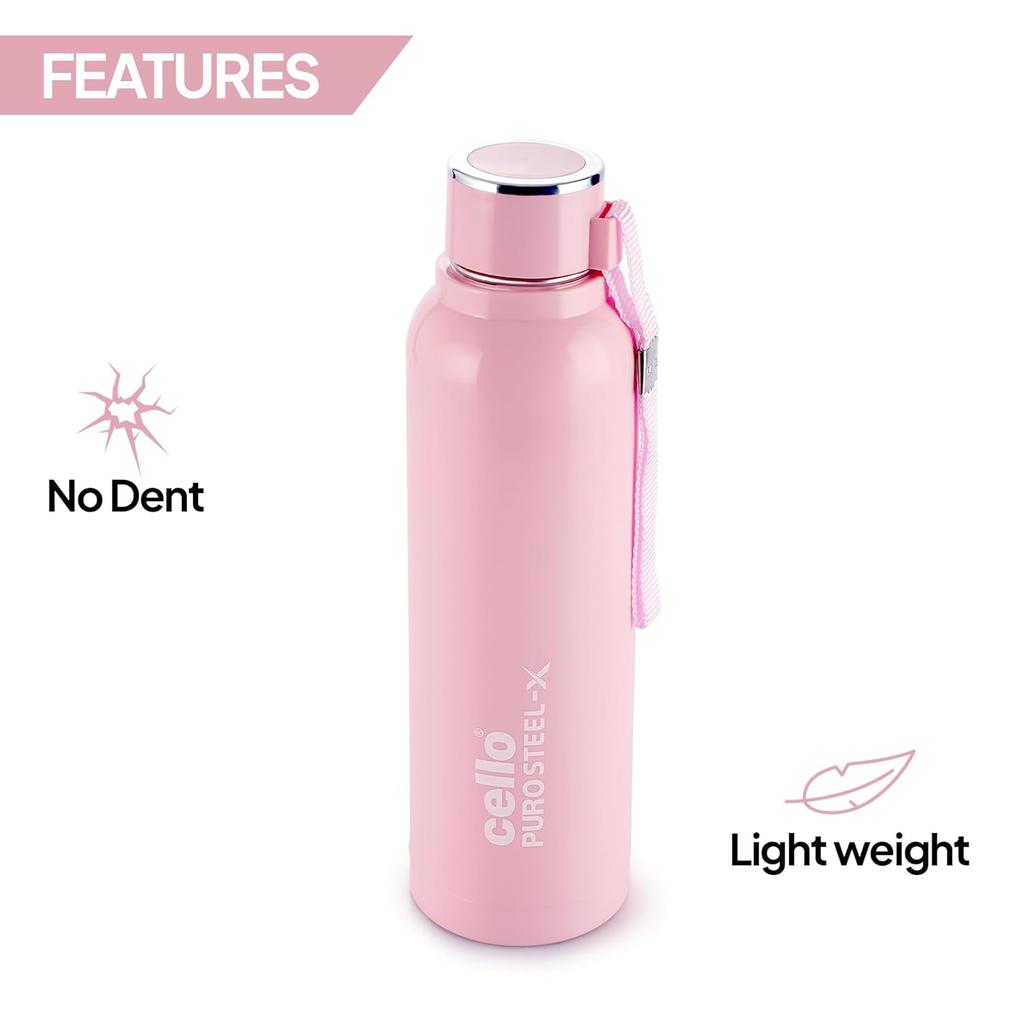 Insulated Water Bottle For Gym Travel And Office Use | BPA-Free Stainless Steel | Leakproof Pink Bottle With Wrist Strap For Outdoor Sports