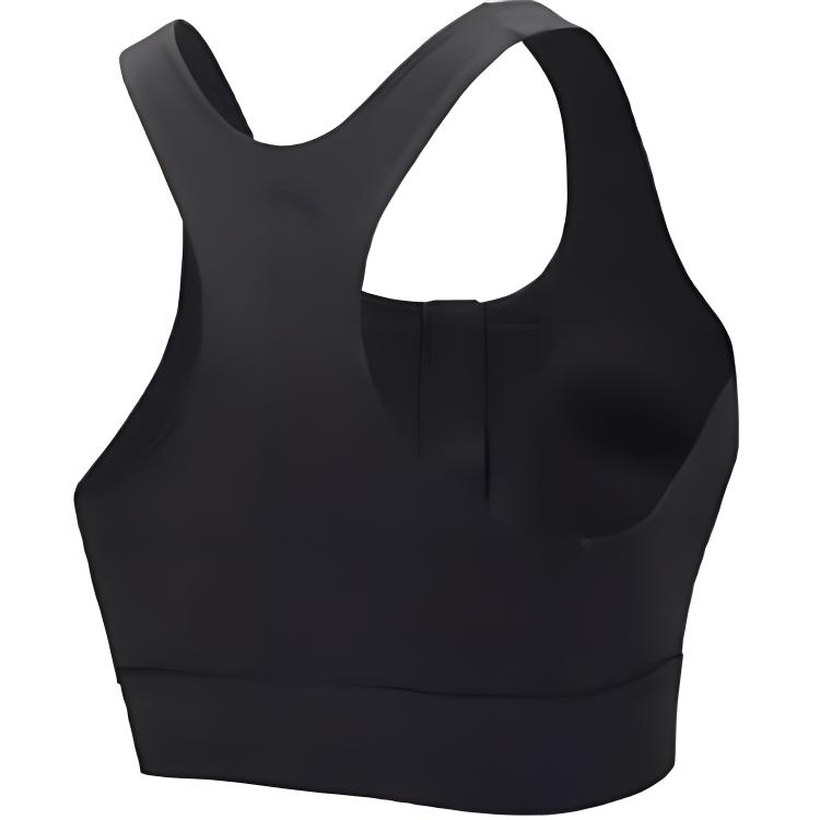 Anta Training Series Solid Color Slim Fit Front Zipper Sports Bra Women Underwear Dark-Gray 962447101-3