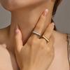 Korean Version Geometric Square Smooth Stainless Steel Ring Women'S Fashion Simple Non-Fading Open Ring Adjustable Quality