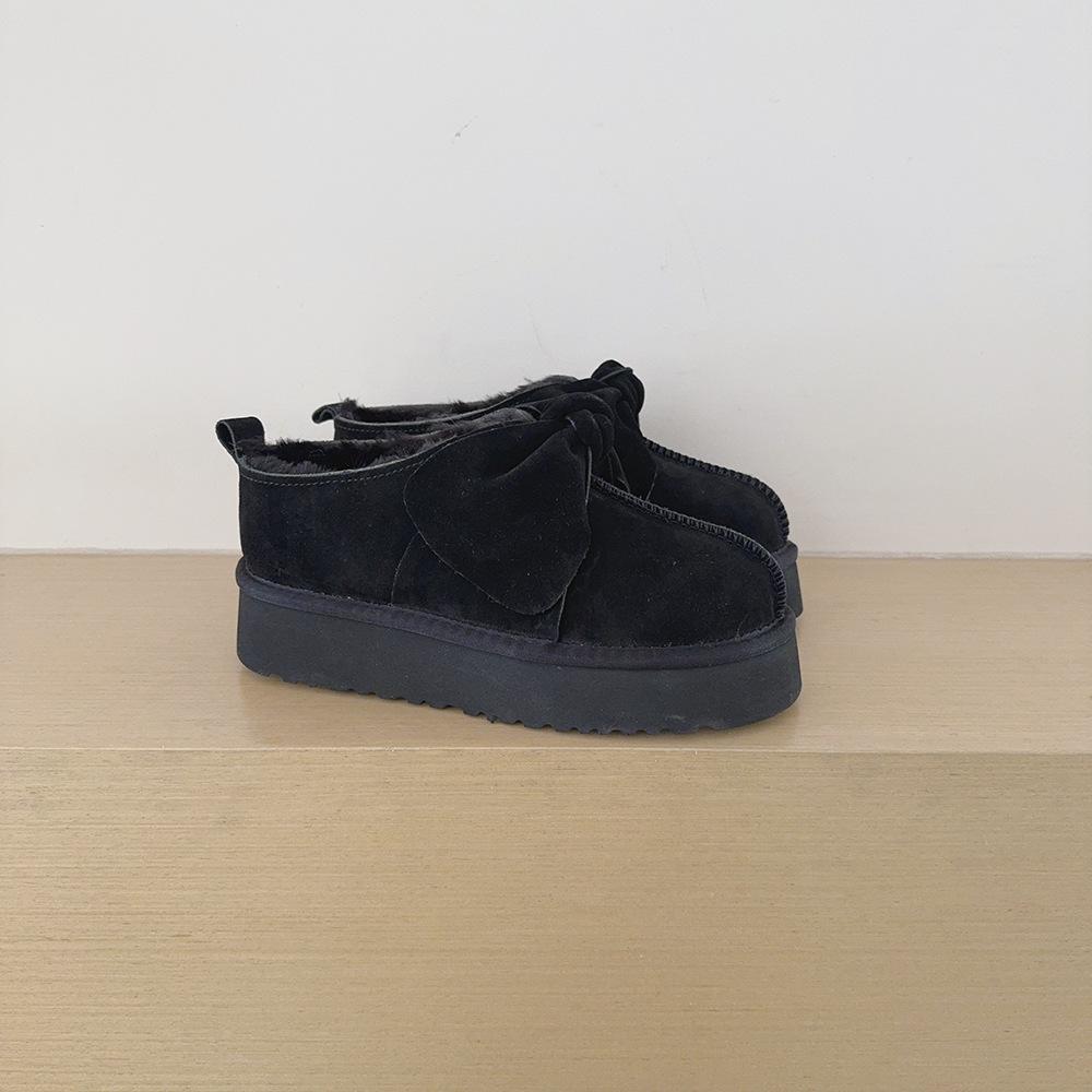 Women's Winter Bow-Head Cotton Slippers, Outdoor Velvet Thick-Soled Snow Boots.