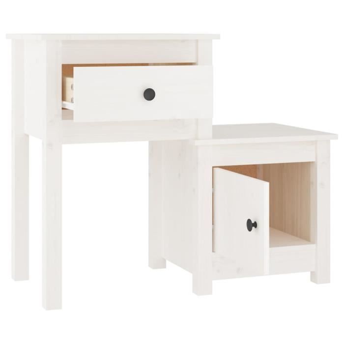 VidaXL Table de chevet Blanc 79,5x38x65,5 cm Bois de pin massif 814541