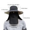Mens Quick-Dry Fishing Bucket Hat with Detachable Neck Flap and Face Shield Large Brim Summer Sun Cap Removable Hat Top