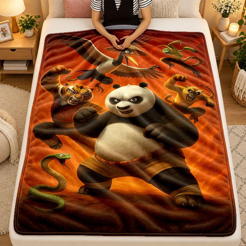 Flannel BlanketKung Fu Panda Warm Soft Throw Blanket for Indoor Sofa Bed Living Room Use