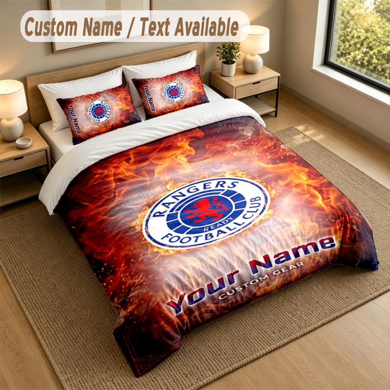 3Pcs Bedding Set Custom Name Text, 1 Sheet 2 Pillowcases Home Bed DecorRangers FC