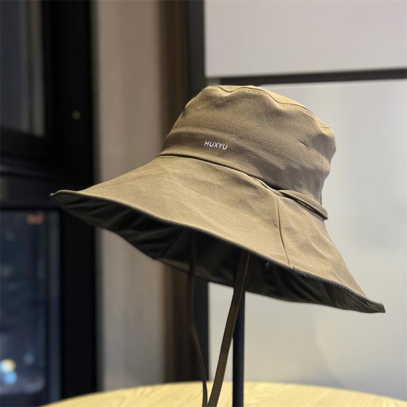 Spring and Summer New Black Vinyl Sunscreen Versatile Hat for Women, UV Protection, Large Brim Fisherman Hat, Outdoor Sunshade Sun Hat