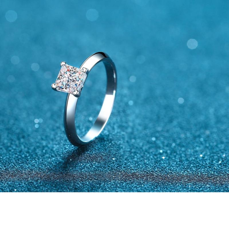 Bague Ringen 1 oder 2 CT Princess Cut Moissanite Solitaire Ring für Frauen Farblos Hohe Qualität 100% S925 Sterling Silber Band GRA