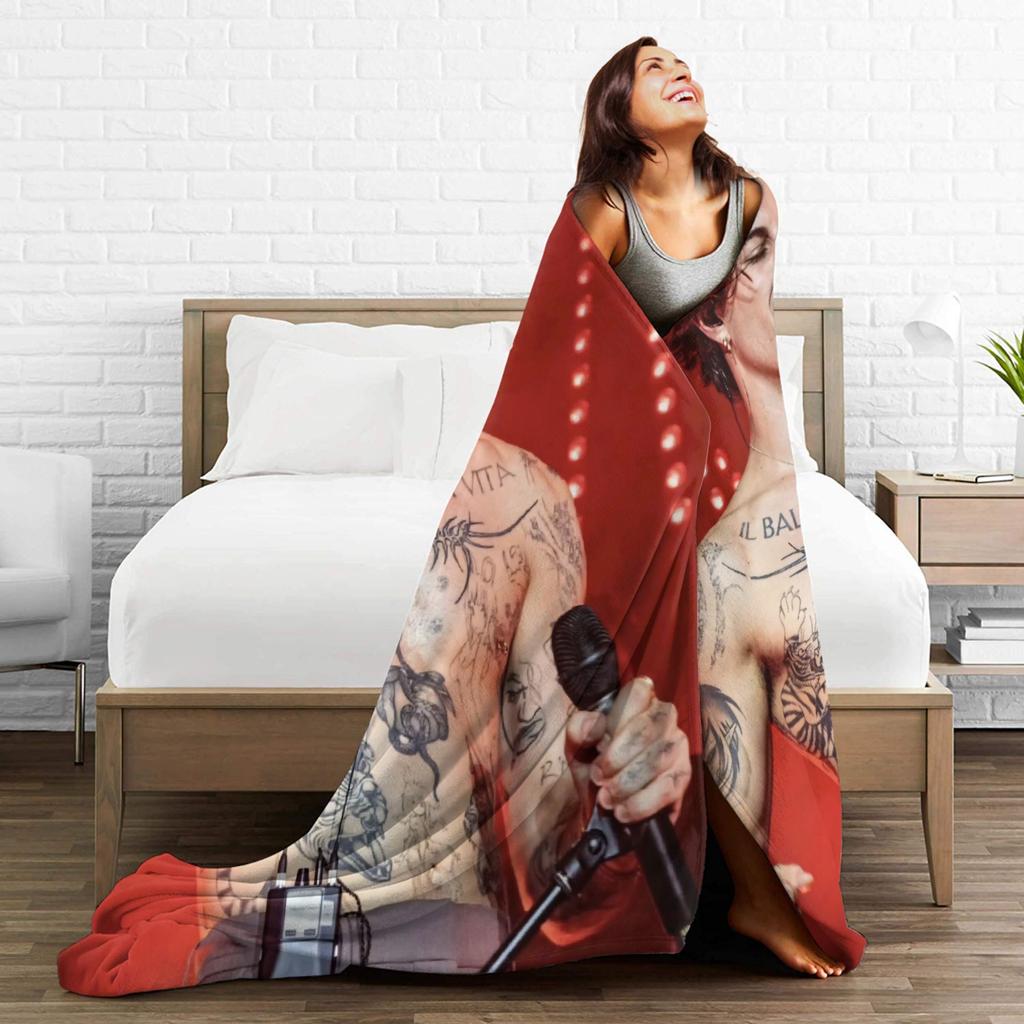 Italian Damiano David Singer Blanket Quality Soft Warm Throw Blanket Winter Decorative Couch Chair Sofa Bed Novelty Bedspread