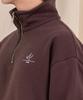 Ellamo French Terry Half-Zip Collared Oversized Sweatshirt [Brown]