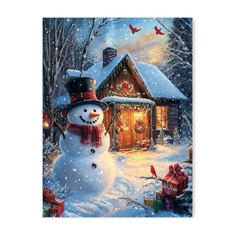 Red Truck Christmas Tree Holiday Decoration Poster Winter Santa Claus Snow Scene Canvas Painting Living Room Wall Art Home Decor