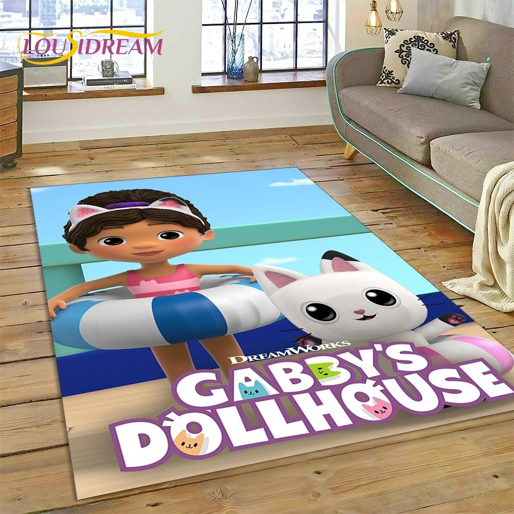 Cartoon Cute Gabbys Dollhouse Girl Rug Carpet for Living Room Bedroom Home Decor,Non-slip Decoration for Sofa Doormat Gifts Kid