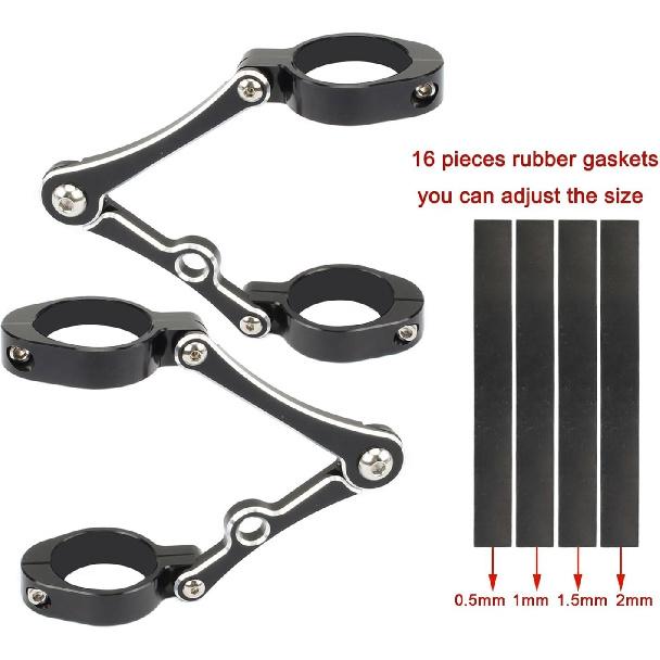 33mm-58mm Uchwyt Reflektora Mocowanie Zacisk Rura Lagowa Uchwyt Lampy 54mm 49mm 45mm 41mm 37mm Motocykl Bobber Cafe Racer Uniwersalny(Pasuje do 45-49mm Czarny)