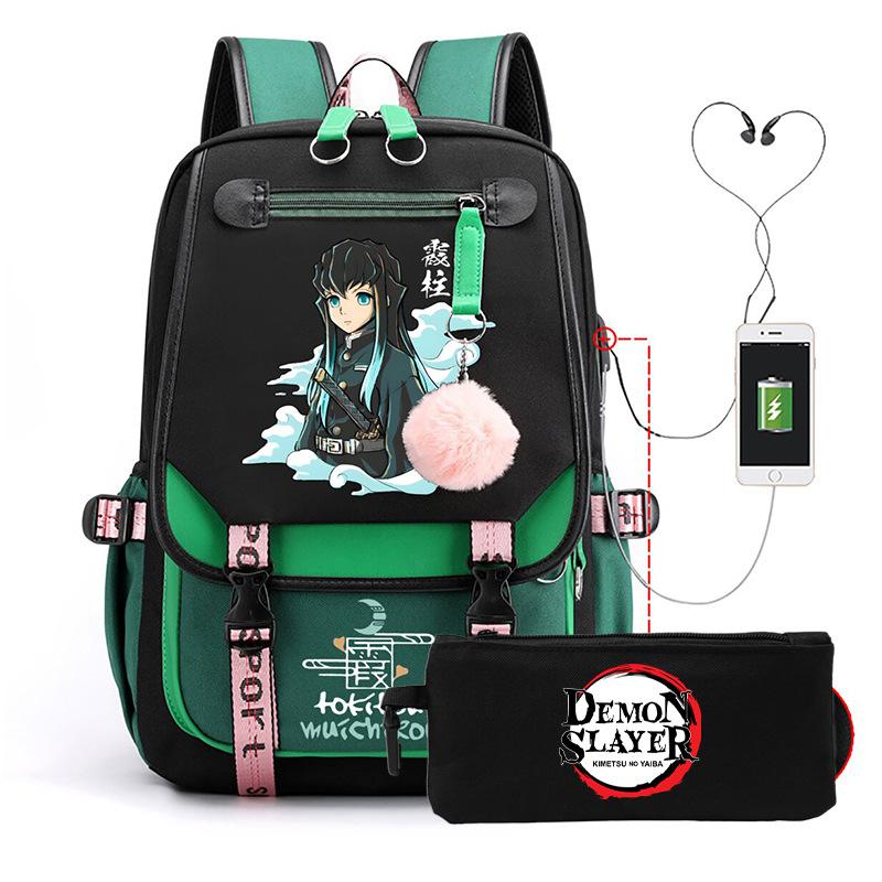Anime School Bag Tokitou Muichirou Peripheral Backpack Set Student Pencil Bag